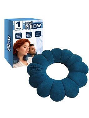 Total Pillow Navy Blue Travel Neck, Head, and Lumbar Support Pillow.NWOT. No Box